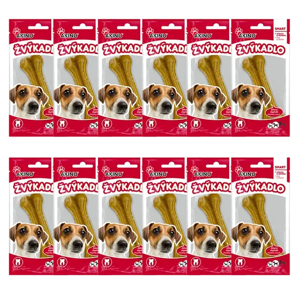 Akinu Kost z buvolí kůže přírodní pamlsek pro psy žvýkací 12 cm 12 ks