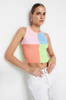 Oranžová blokovaná pletená halenka Trendyol