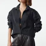 Trendyol Black Lace Detailed Denim Shirt