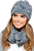 Kamea Woman's Set Hat&Chimney K.19.241.12 Navy Blue