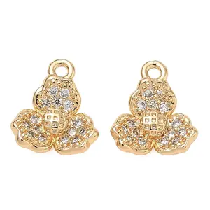 Brass Micro Pave Clear Cubic Zirconia Charms