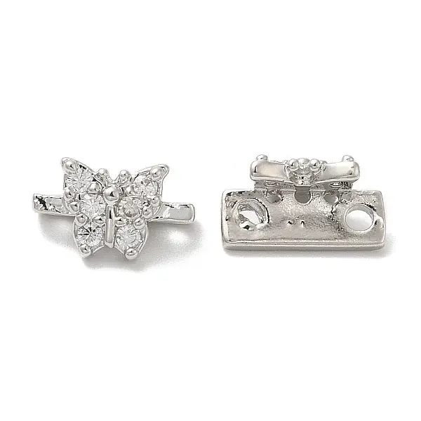 Brass Micro Pave Clear Cubic Zirconia Connector Charms