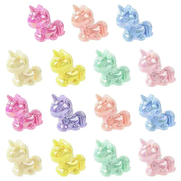 15Pcs UV Plating Opaque Acrylic Beads