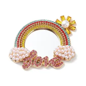 Pearl Rhinestone Rainbow Makeup Mirror