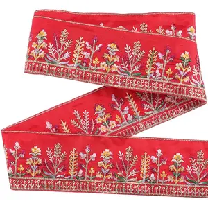 5 Yards Polyester Embroidery Flower Ribbon