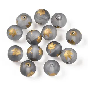 Autumn Theme Electroplate Transparent Glass Beads