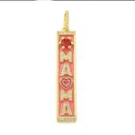Golden Brass Micro Pave Cubic Zirconia Pendants