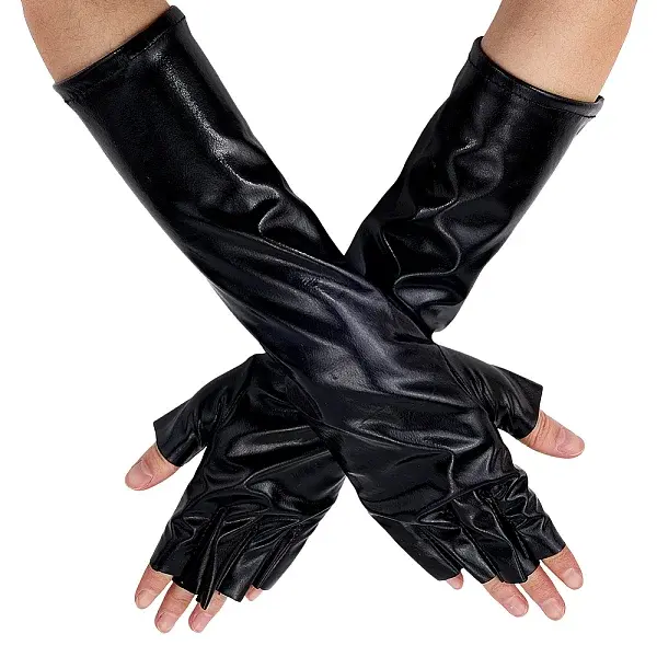 Half Finger Patent Leather Shiny Fingerless Gloves