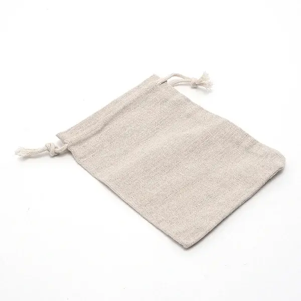 Flax Cloth Blank DIY Craft Drawstring