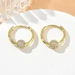Brass Micro Pave Cubic Zirconia Hoop Earrings