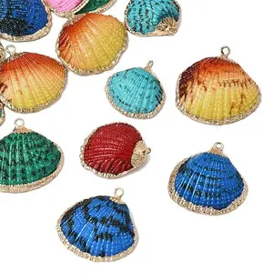 Brass & Spray Painted Natural Shell Pendants