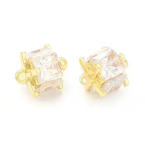 Brass Clear Glass Connector Charms
