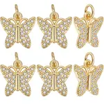 6Pcs Brass Micro Pave Cubic Zirconia Charms