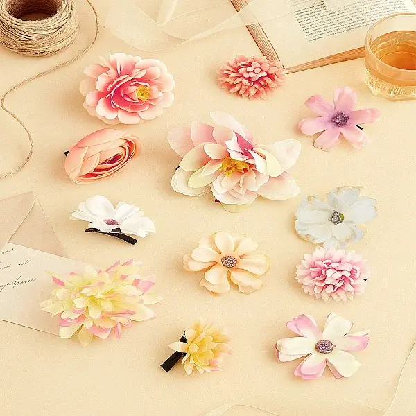 1 Set Silk Cloth & Alloy Alligator Hair Clips