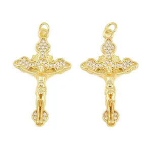 Easter Brass Micro Pave Clear Cubic Zirconia Pendants