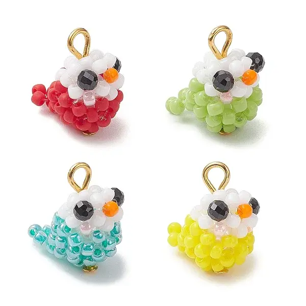 Glass Seed Beaded Bird Charms