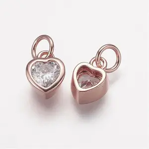 Brass Micro Pave Grade AAA Cubic Zirconia Charms