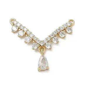 Brass Micro Pave Clear Cubic Zirconia Pendants
