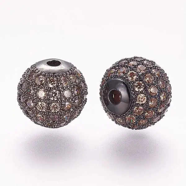 Brass Micro Pave Cubic Zirconia Beads
