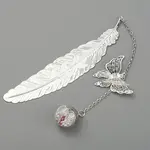 Silver Tone Brass Feather Bookmarks