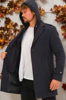 PLT8401 DEWBERRY MEN'S COAT-LIGHT DIAGONAL NAVY BLUE