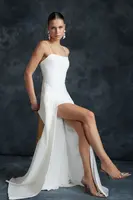 Trendyol Svatební Bílý Jednoduchý Pravidelný Tkaný Večerní Šaty & Maturitní Šaty