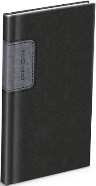 Diář 2026 T806 PU s gumkou gray/dark gray 90x170mm