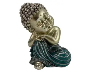 Dekoračná soška Buddha 15 cm,strieborná%