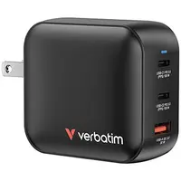 Verbatim 32230, Mini GaN síťová nabíječka do sítě 2 x USB-CR PD 100W a 1 x USB-A QC 3.0, šedá, 100 W, vyměnitelné vidlice C,G,A