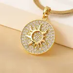 Brass Micro Pave Clear Cubic Zirconia Sun Pendants