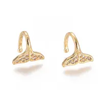 Golden Plated Brass Micro Pave Cubic Zirconia Cuff Earrings