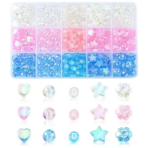 450Pcs 15 Style Transparent Acrylic Beads