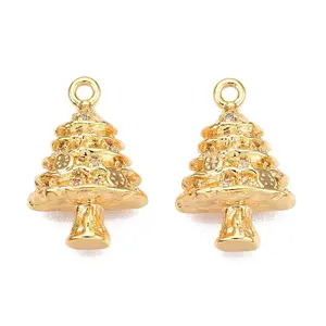 Christmas Theme Brass Pave Clear Cubic Zirconia Charms