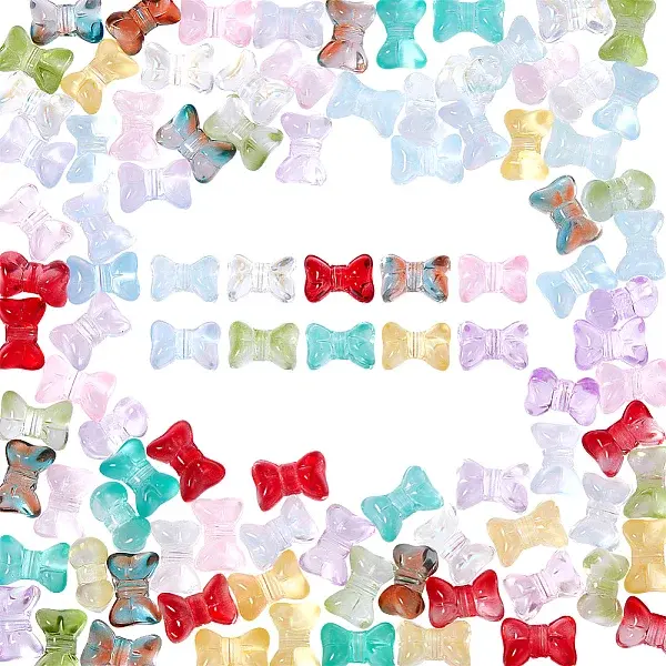 100Pcs 10 Colors Transparent Spray Painted Glass Beads