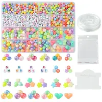 DIY Flat Round & Heart Acrylic & Plastic Beads Bracelets Making Kits