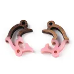 Opaque Resin & Walnut Wood Connector Charms