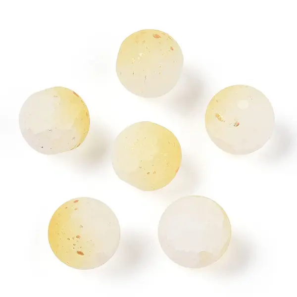 Frosted Baking Painted Crackle Glass Beads with Glitter Powder