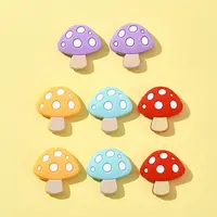 8Pcs 4 Colors Mushroom Food Grade Eco-Friendly Silicone Focal Beads