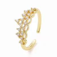Clear Cubic Zirconia Crown Open Cuff Ring