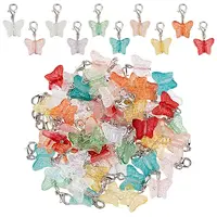 80Pcs 10 Colors Butterfly Glass Pendant Decoration