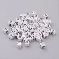 White Cube Letter Acrylic Beads