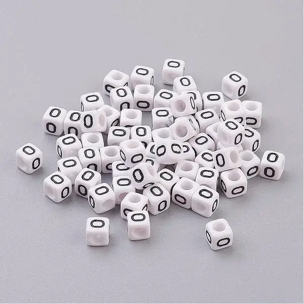 White Cube Letter Acrylic Beads