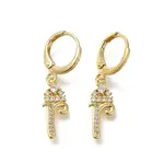 Brass Clear Cubic Zirconia Hoop Earrings