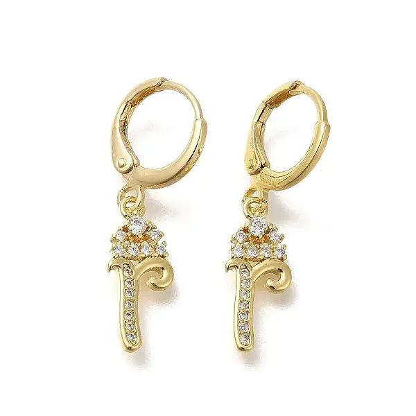 Brass Clear Cubic Zirconia Hoop Earrings