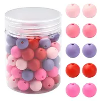 Pink Theme 90Pcs 5 Colors Food Grade Eco-Friendly Silicone Beads