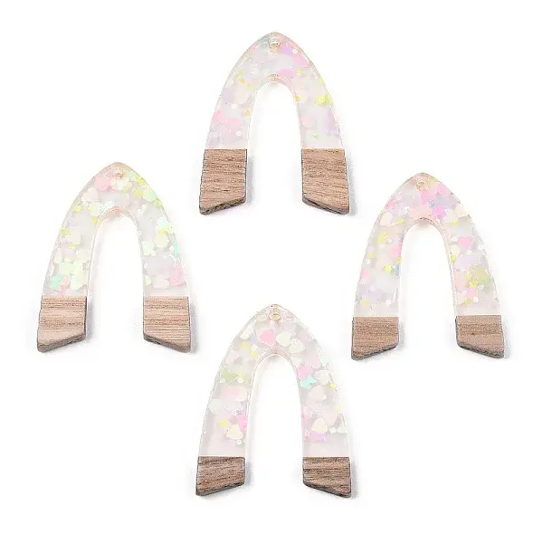 Transparent Resin & White Wood Pendants