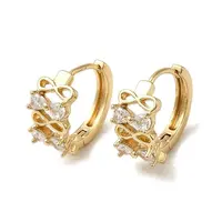 Brass Micro Pave Cubic Zirconia Hoop Earring