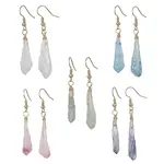 Dyed Natural Quartz Crystal Dangle Earrings