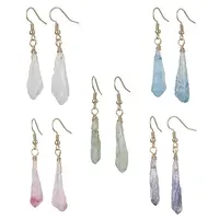 Dyed Natural Quartz Crystal Dangle Earrings