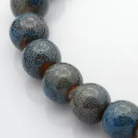 Handmade Fancy Antique Glazed Porcelain Ceramic Round Beads Strands